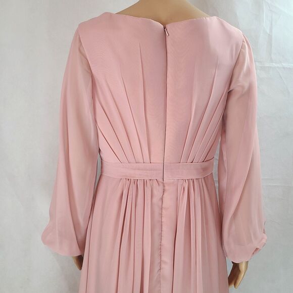 New Mother of the Bride (8) Dusty Rose Chiffon Long Long Sleeve Maxi Dress - Picture 6 of 9
